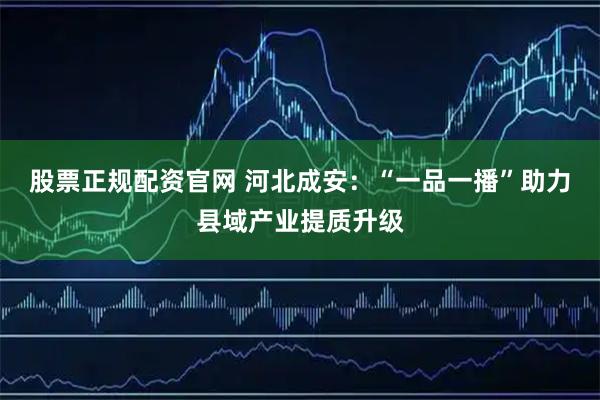 股票正规配资官网 河北成安：“一品一播”助力县域产业提质升级